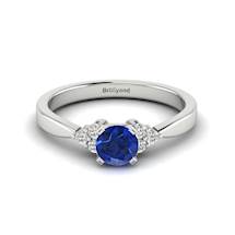 White Gold Brilliant Cut Blue Sapphire Engagement Ring Jasmine
