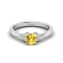 White Gold Brilliant Cut Yellow Sapphire Engagement Ring Jasmine