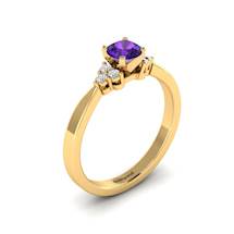 Yellow Gold Brilliant Cut Amethyst Engagement Ring Jasmine