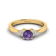 Yellow Gold Brilliant Cut Amethyst Engagement Ring Jasmine