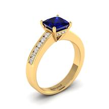 Blue Sapphire Yellow Gold Princess Cut Engagement Ring Pharos