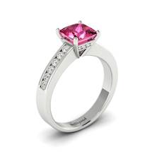 Pink Sapphire White Gold Princess Cut Engagement Ring Pharos