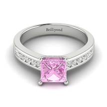 Pink Sapphire White Gold Princess Cut Engagement Ring Pharos