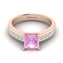 Pink Sapphire Rose Gold Princess Cut Engagement Ring Pharos
