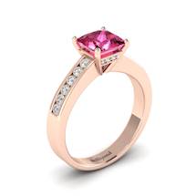 Pink Sapphire Rose Gold Princess Cut Engagement Ring Pharos