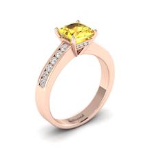 Yellow Sapphire Rose Gold Princess Cut Engagement Ring Pharos