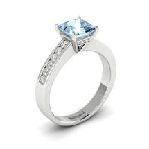 Aquamarine White Gold Princess Cut Engagement Ring Pharos