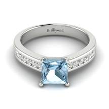Aquamarine White Gold Princess Cut Engagement Ring Pharos
