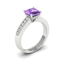Amethyst White Gold Princess Cut Engagement Ring Pharos