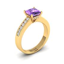 Amethyst Yellow Gold Princess Cut Engagement Ring Pharos