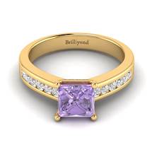 Amethyst Yellow Gold Princess Cut Engagement Ring Pharos