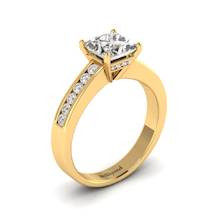 White Sapphire Yellow Gold Princess Cut Engagement Ring Pharos
