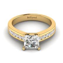 White Sapphire Yellow Gold Princess Cut Engagement Ring Pharos