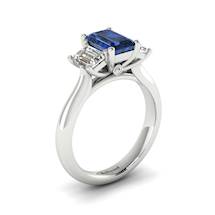 Blue Sapphire White Gold Emerald Cut Engagement Ring Blanche