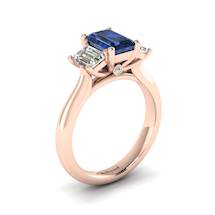 Blue Sapphire Rose Gold Emerald Cut Engagement Ring Blanche