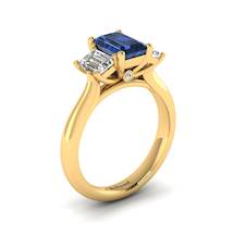 Blue Sapphire Yellow Gold Emerald Cut Engagement Ring Blanche