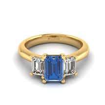 Blue Sapphire Yellow Gold Emerald Cut Engagement Ring Blanche
