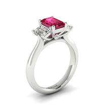 Pink Sapphire White Gold Emerald Cut Engagement Ring Blanche