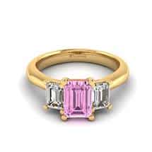 Pink Sapphire Yellow Gold Emerald Cut Engagement Ring Blanche
