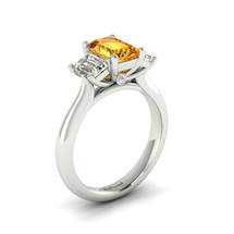 Yellow Sapphire White Gold Emerald Cut Engagement Ring Blanche