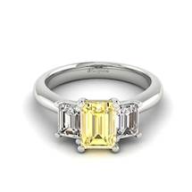 Yellow Sapphire White Gold Emerald Cut Engagement Ring Blanche