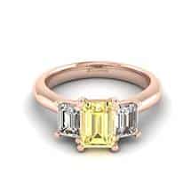 Yellow Sapphire Rose Gold Emerald Cut Engagement Ring Blanche