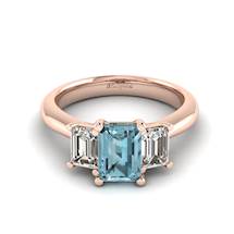 Aquamarine Rose Gold Emerald Cut Engagement Ring Blanche