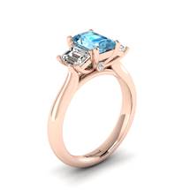 Aquamarine Rose Gold Emerald Cut Engagement Ring Blanche