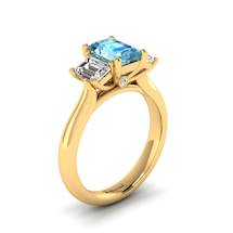 Aquamarine Yellow Gold Emerald Cut Engagement Ring Blanche