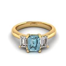 Aquamarine Yellow Gold Emerald Cut Engagement Ring Blanche
