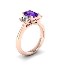 Amethyst Rose Gold Emerald Cut Engagement Ring Blanche