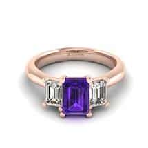 Amethyst Rose Gold Emerald Cut Engagement Ring Blanche