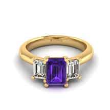 Amethyst Yellow Gold Emerald Cut Engagement Ring Blanche