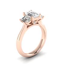 White Sapphire Rose Gold Emerald Cut Engagement Ring Blanche
