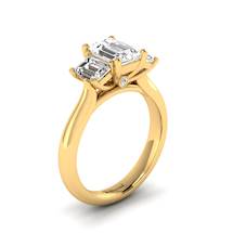 White Sapphire Yellow Gold Emerald Cut Engagement Ring Blanche