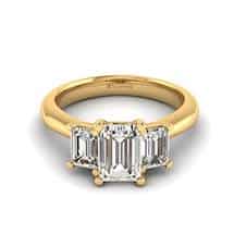 White Sapphire Yellow Gold Emerald Cut Engagement Ring Blanche