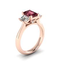 Garnet Ring Rose Gold Emerald Cut Blanche