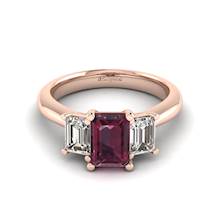 Garnet Ring Rose Gold Emerald Cut Blanche