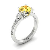 Yellow Sapphire White Gold Three Stone Engagement Ring Sorento