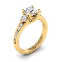 Diamond Yellow Gold Three Stone Engagement Ring Sorento