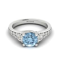 Aquamarine White Gold Three Stone Engagement Ring Sorento