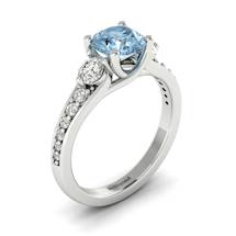 Aquamarine White Gold Three Stone Engagement Ring Sorento