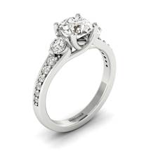 White Sapphire White Gold Three Stone Engagement Ring Sorento