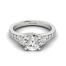 White Sapphire White Gold Three Stone Engagement Ring Sorento