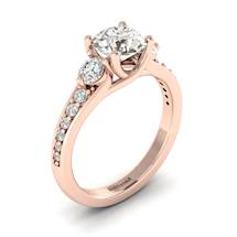 White Sapphire Rose Gold Three Stone Engagement Ring Sorento