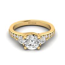 White Sapphire Yellow Gold Three Stone Engagement Ring Sorento