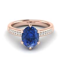 Blue Sapphire Rose Gold Oval Engagement Ring Nymph