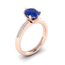 Blue Sapphire Rose Gold Oval Engagement Ring Nymph