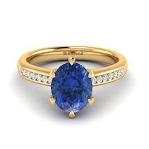 Blue Sapphire Yellow Gold Oval Engagement Ring Nymph