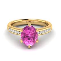 Pink Sapphire Yellow Gold Oval Engagement Ring Nymph